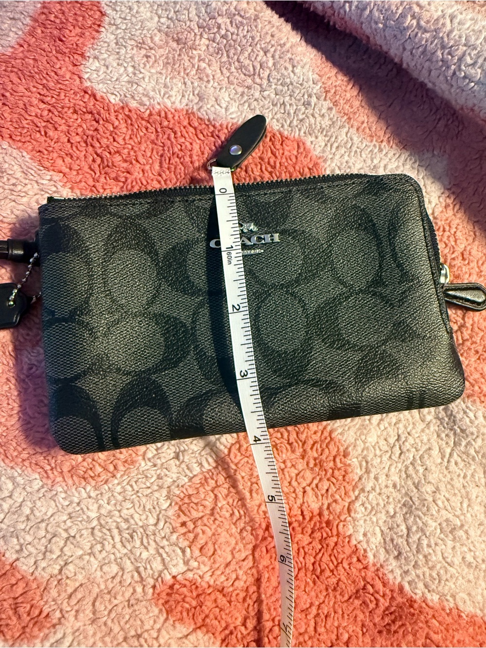 Coach Black Signature Wristlet Wallet with Silver Logo - Picture 5 of 5